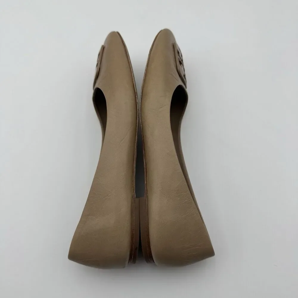Tory Burch Nude Leather Ballet Flats Square Toe Size 9 1/2M Women’s